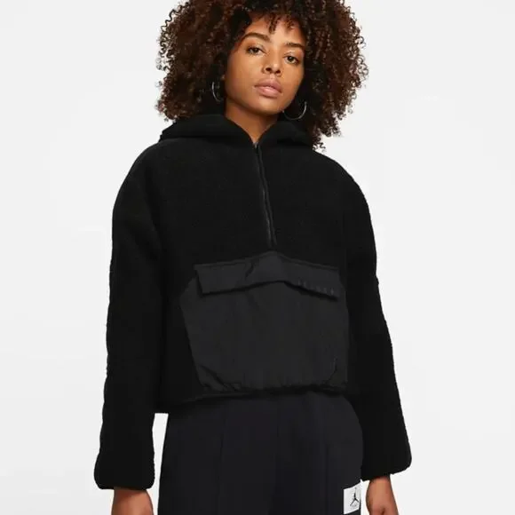 NWT Nike Jordan Cozy Girl Women’s Black Dark Smoke Grey Fleece Pullover Hoodie M - Picture 5 of 10